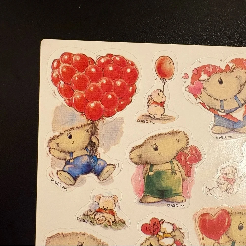 1 Sheet of Vintage AGC Heart Koala Stickers - 12 Stickers on the Sheet